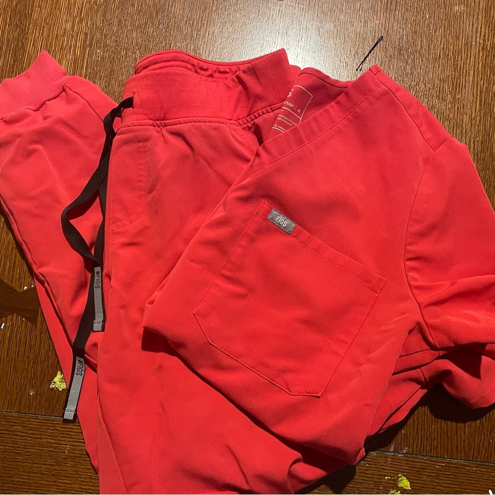 Figs Red Sweatpants Comfortable Joggers